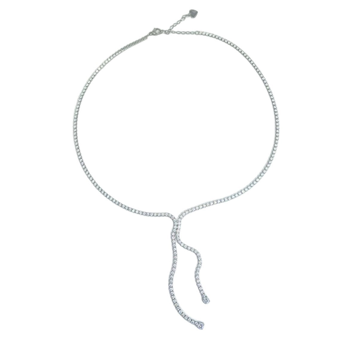 Elegante Collana da Donna a Y in Acciaio al Titanio con Nappe e Strass in Lega Geometrica