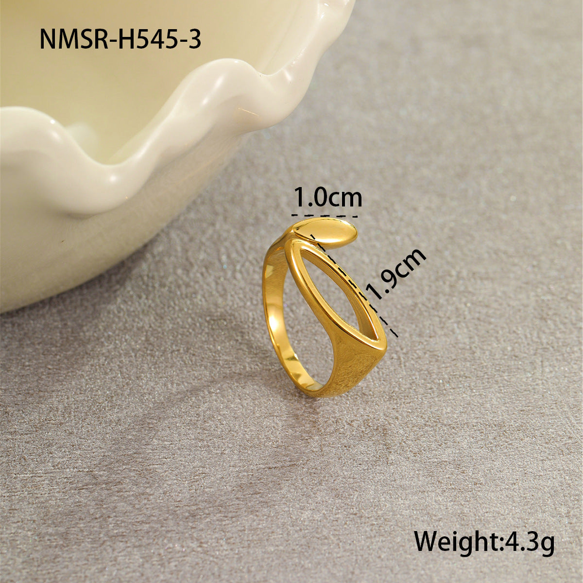 Anillo Minimalista Geométrico de Acero Inoxidable con Baño de Oro de 18K para Mujer, Accesorio de Moda