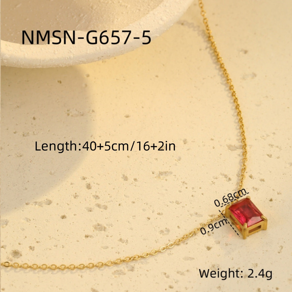Minimalist Square Zirconia Pendant Necklace in Stainless Steel with Plated Finish for Women