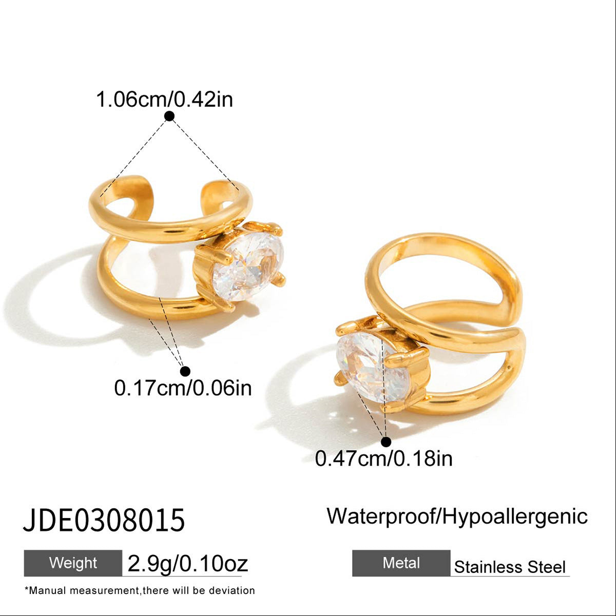 Elegant Geometric Stainless Steel Plated Cubic Zirconia Sun Ear Cuff for Women