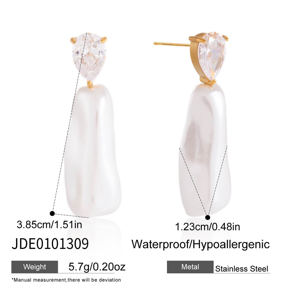 Luxury Casual Geometric Cross Pearl Earrings Stainless Steel Titanium Steel PVD Plated for Women