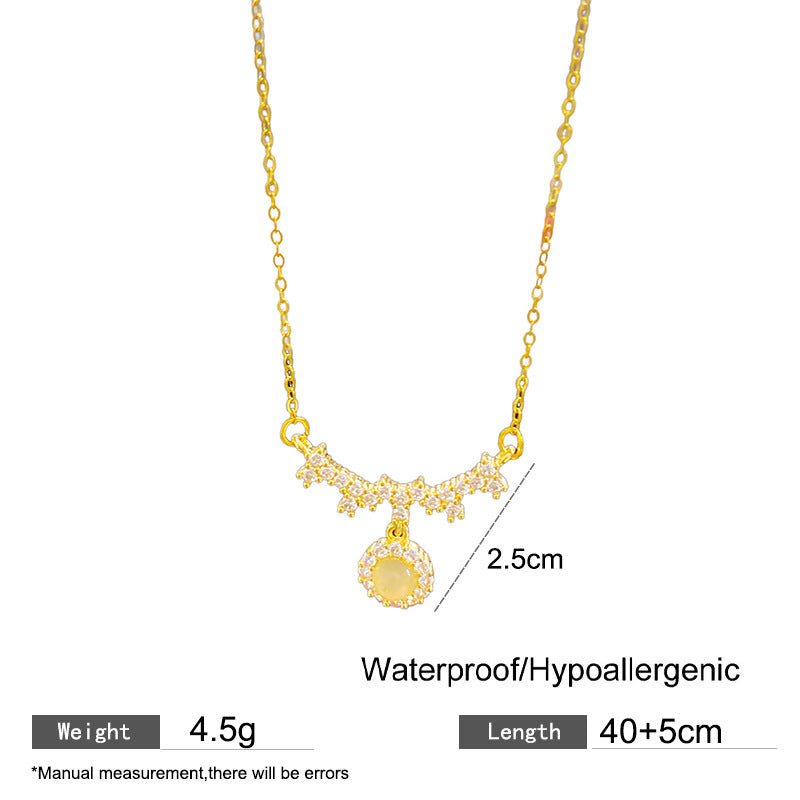 Sweet Sporty Polka Dot Titanium Steel Necklace with Brass Pendant Cable Chain