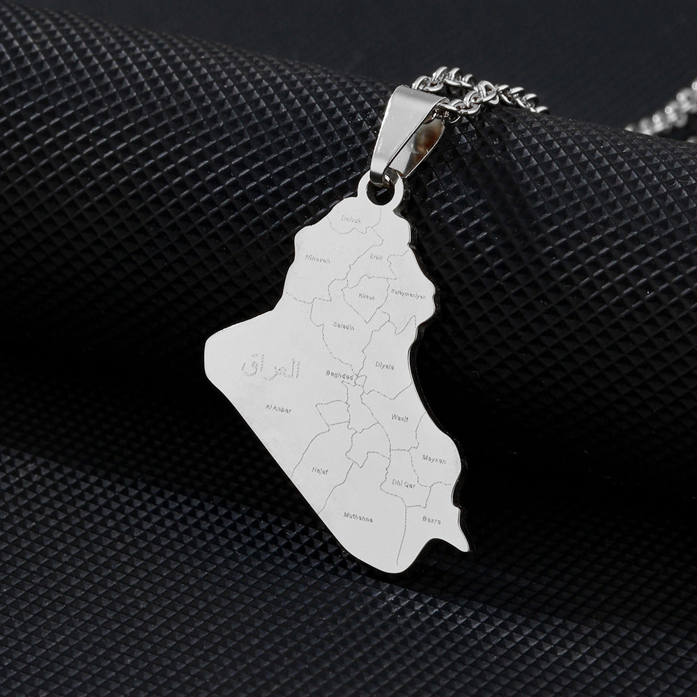 Collana con Pendente Geometrico in Stile Etnico in Acciaio Inossidabile con Finitura Placcata, Unisex