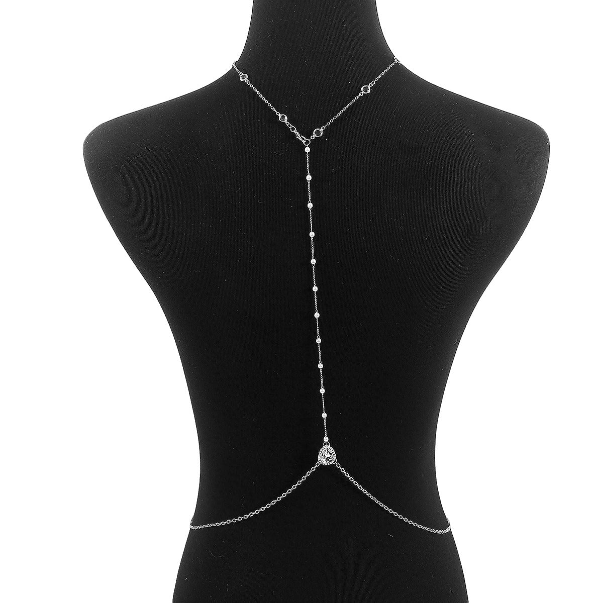 Catena per il corpo da donna minimalista geometrica a goccia con intarsi di strass e finitura in ferro placcato