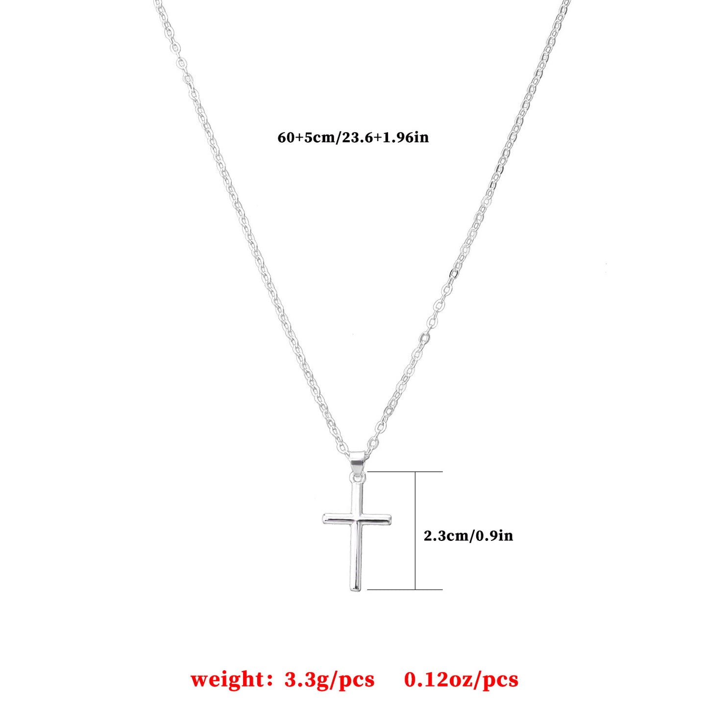 Minimalist Long Layered Necklace with Geometric Cross Pendant in Alloy with Plated Finish for Women