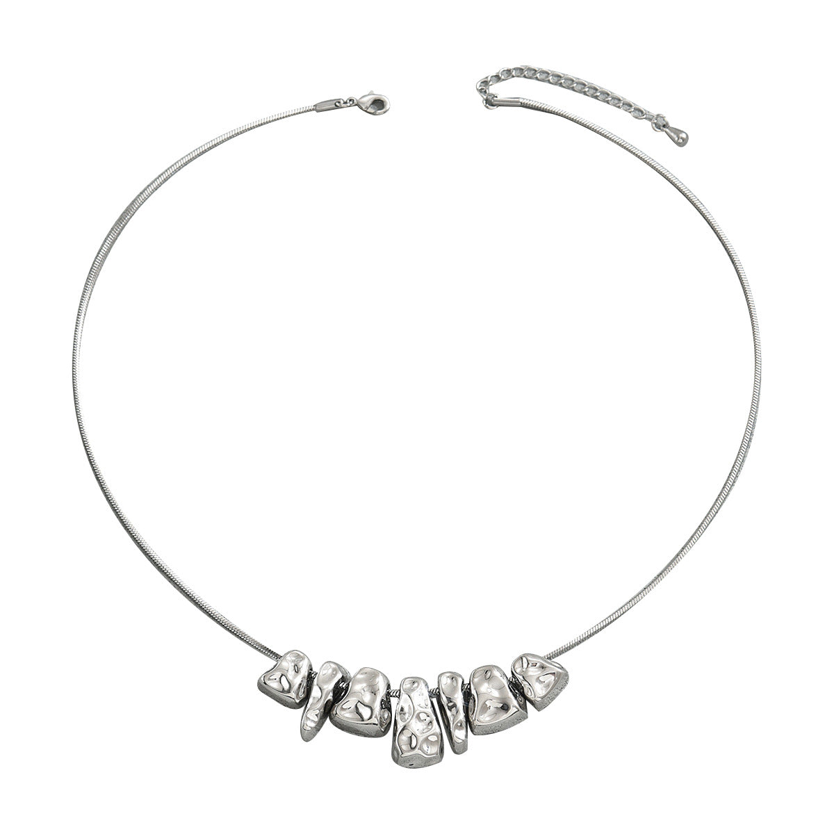 Collar Colgante Geométrico Minimalista para Mujer con Colgante de Cobre y Acabado Chapado, Cadena de Cuello Plegada Irregular