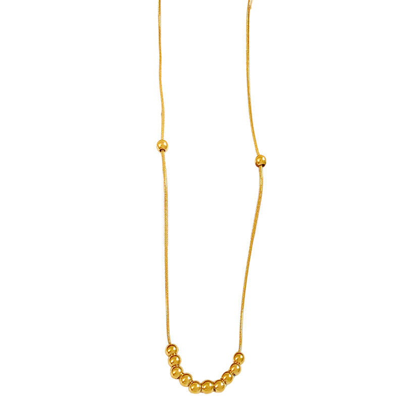 Minimalist Luxury Geometric Round Bead Titanium Steel Necklace for Unisex