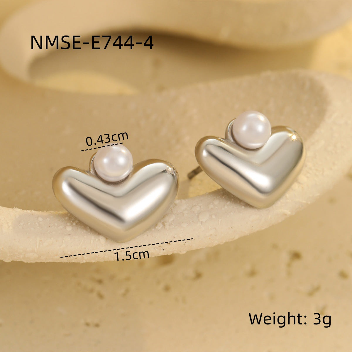Fashion Minimalist Heart-Shaped Stainless Steel Earrings with 18K Gold Plating for Women