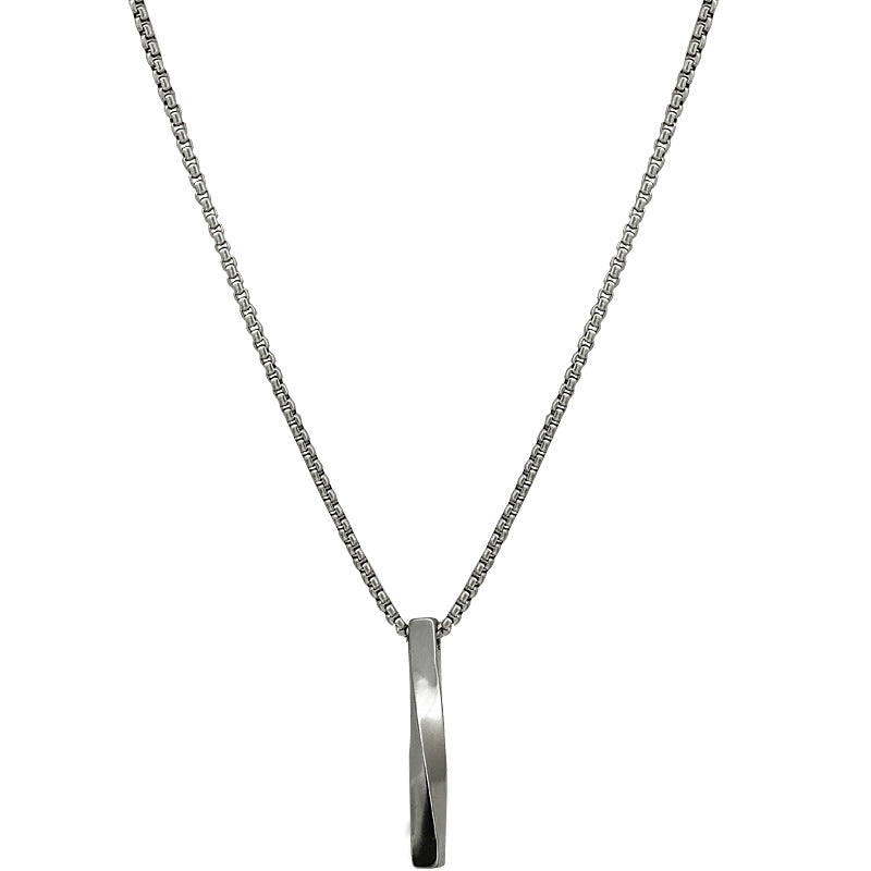 Collana con Pendente a Spirale Geometrica Minimalista in Acciaio al Titanio con Finitura Lucida per Uomo e Donna