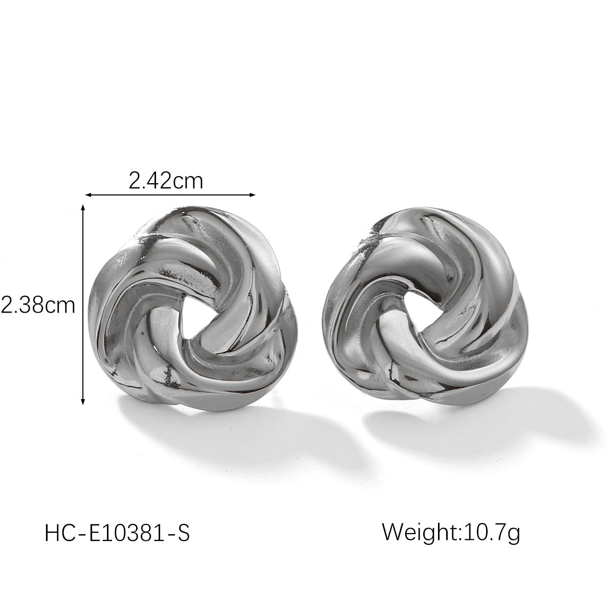 Geometric Woven Stainless Steel Ear Studs with 18K Gold Plating for Women