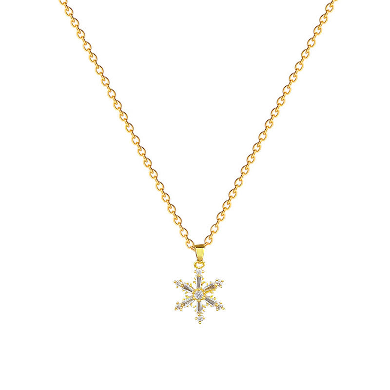 Sweet Minimalist Geometric Moon Rhinestone Titanium Steel Necklace for Unisex