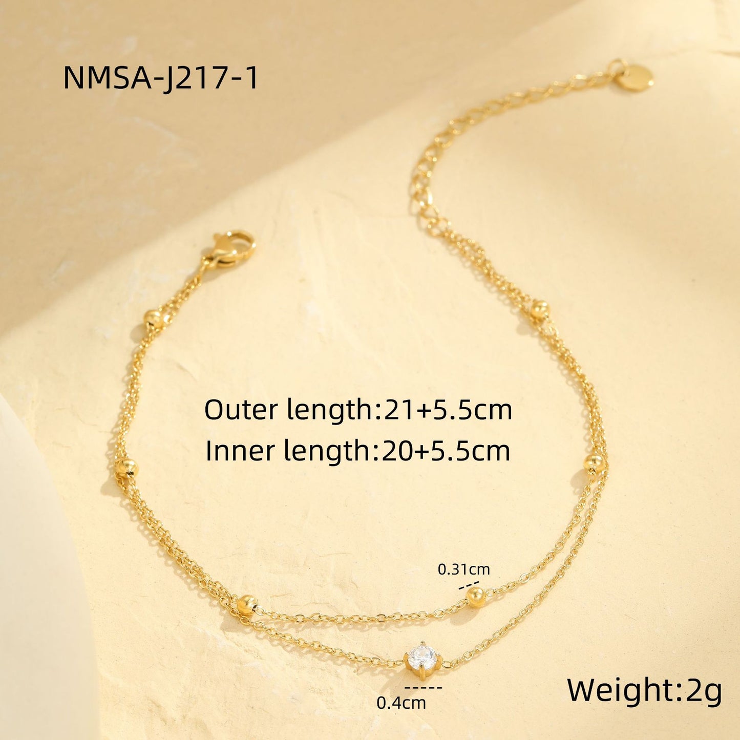 Catena alla caviglia multistrato in acciaio inossidabile placcato oro 18K con motivo geometrico, unisex, alla moda, stile estivo da spiaggia