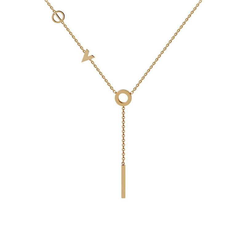 Collana a girocollo geometrica minimalista in acciaio al titanio con ciondolo floreale