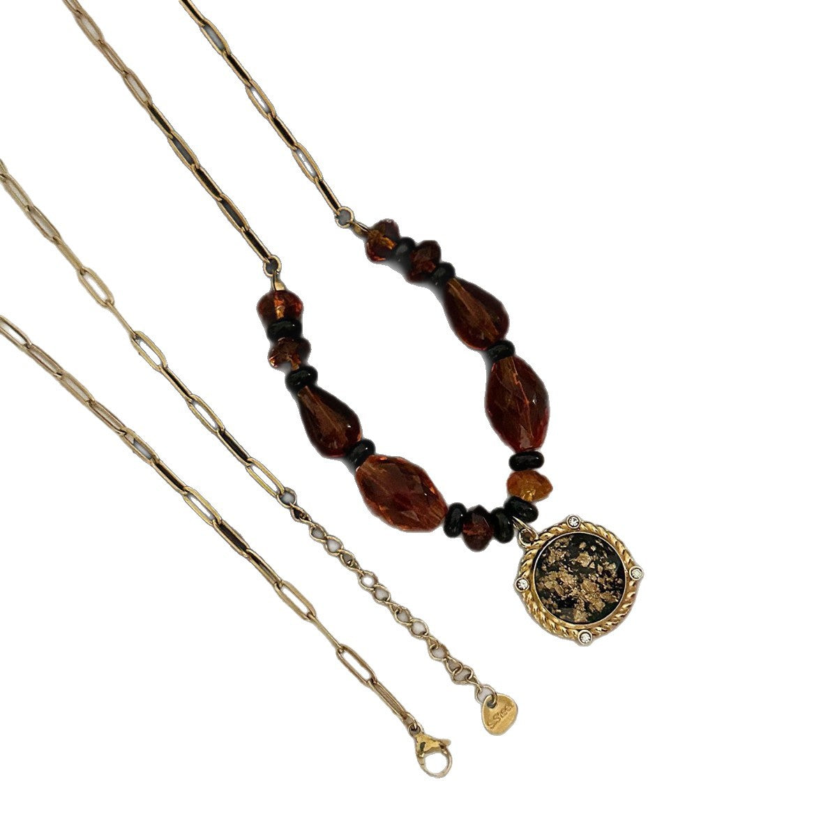 Vintage Geometric Star Round Plated Stainless Steel Pendant Necklace for Women