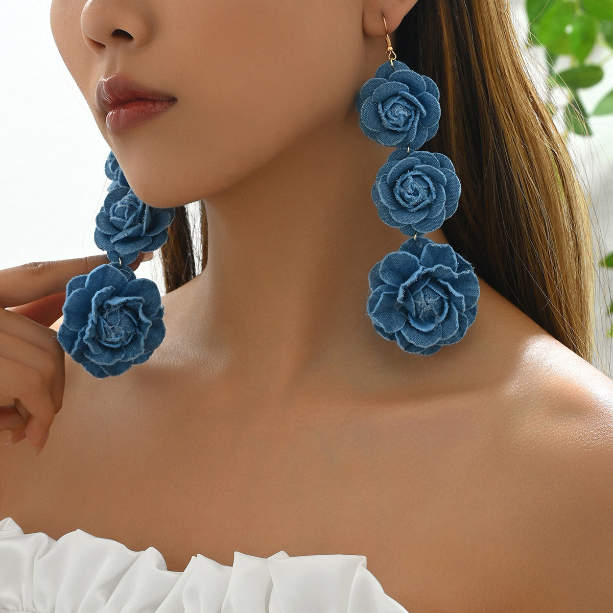 Minimalist Fresh Floral Fabric Stud Earrings for Women with Stainless Steel Posts and Petal Design