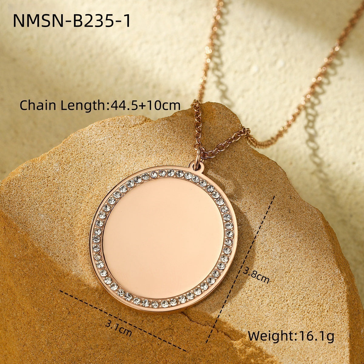 Collana pendente da donna minimalista placcata oro 18 carati in acciaio inossidabile con intarsio geometrico a diamante, ciondolo a barra fai da te