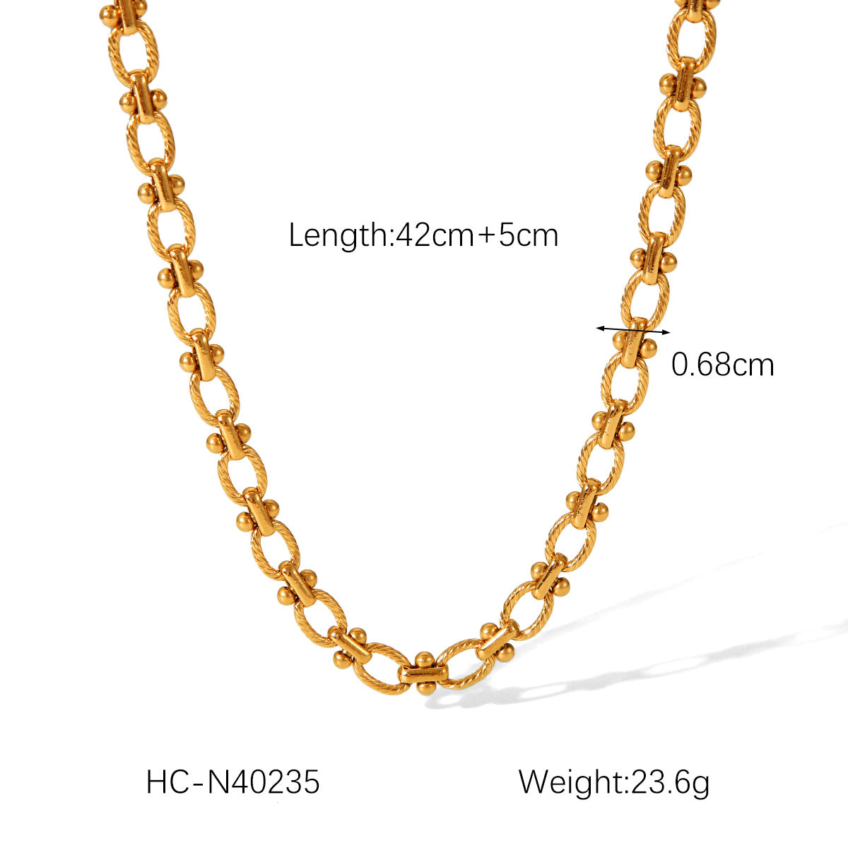Collana da donna a catena cubana in acciaio inossidabile placcato oro 18 carati con motivo geometrico alla moda
