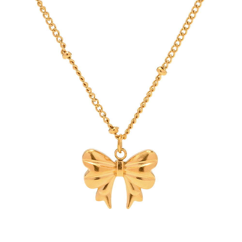 Ins Style Butterfly Pendant Necklace in Stainless Steel with 18K Gold Plating for Women