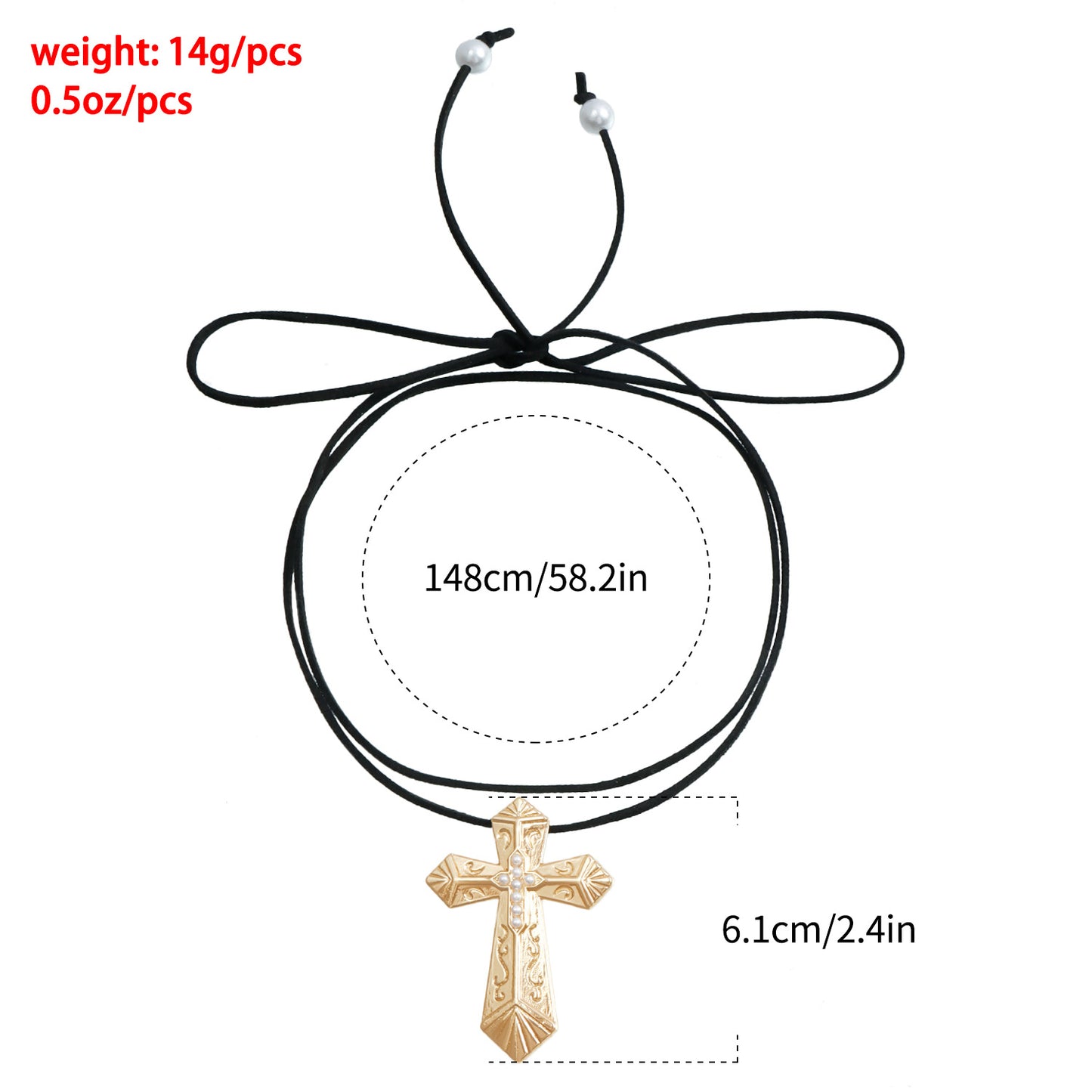 Vintage Cross Pendant Necklace for Women with Alloy Material and Plated Finish on Clavicle Chain