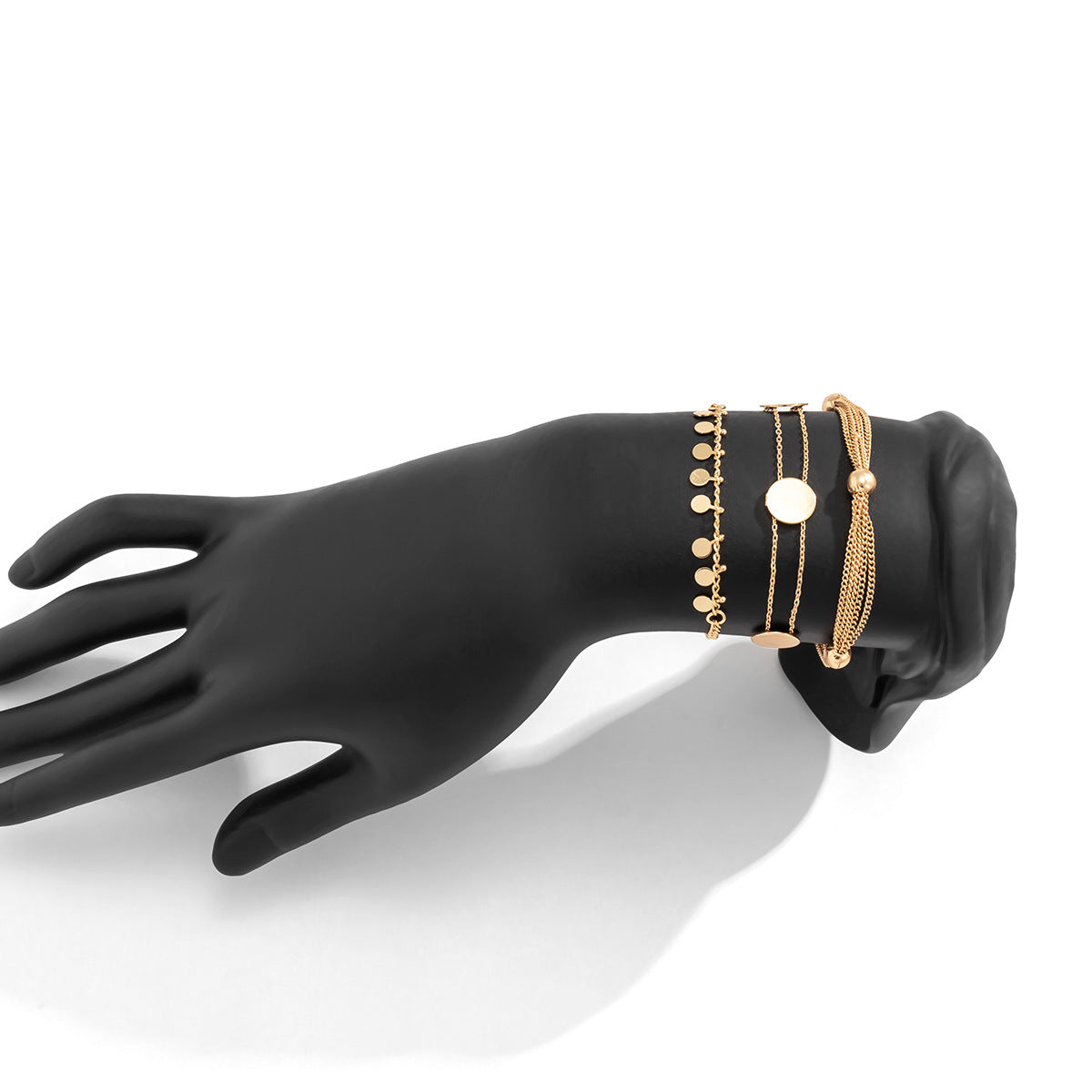 Set de pulseras geométricas vintage con borlas para mujer con cadenas de aleación y acabado chapado