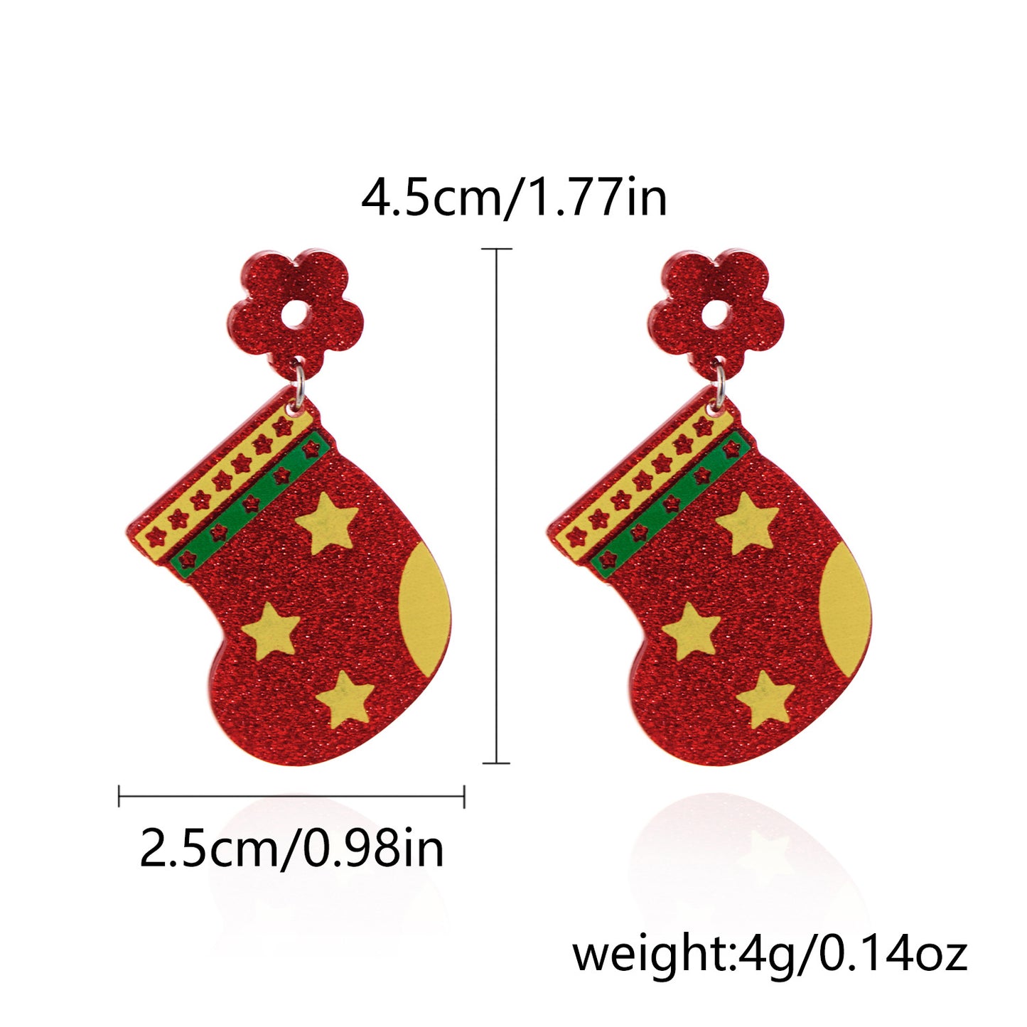 Fashion OL Acrylic Santa Claus and Snowflake Stud Earrings with Plating Finish for Women