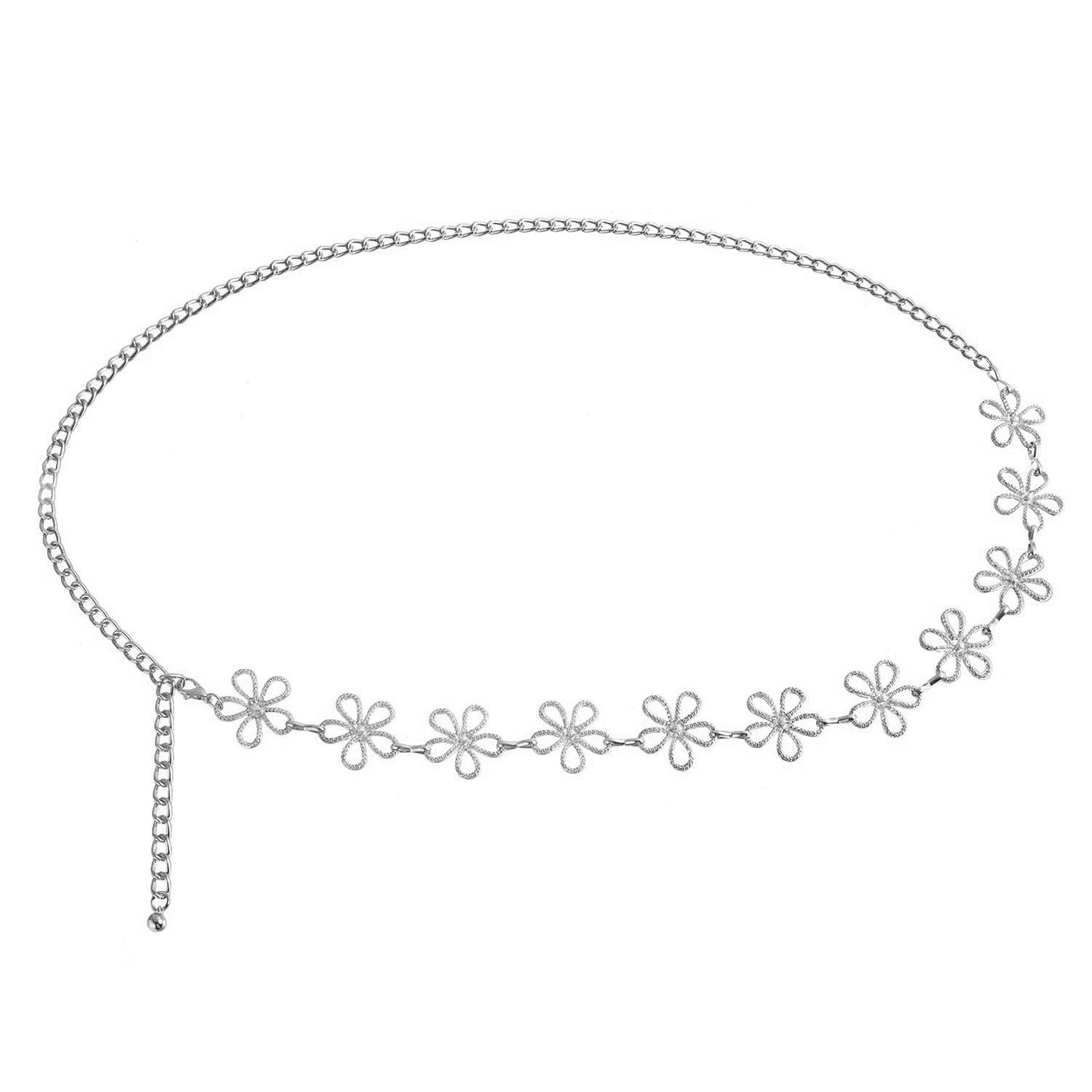 Vintage Bohemian Metal Hollow Flower Body Chain for Women with Adjustable Waist Design
