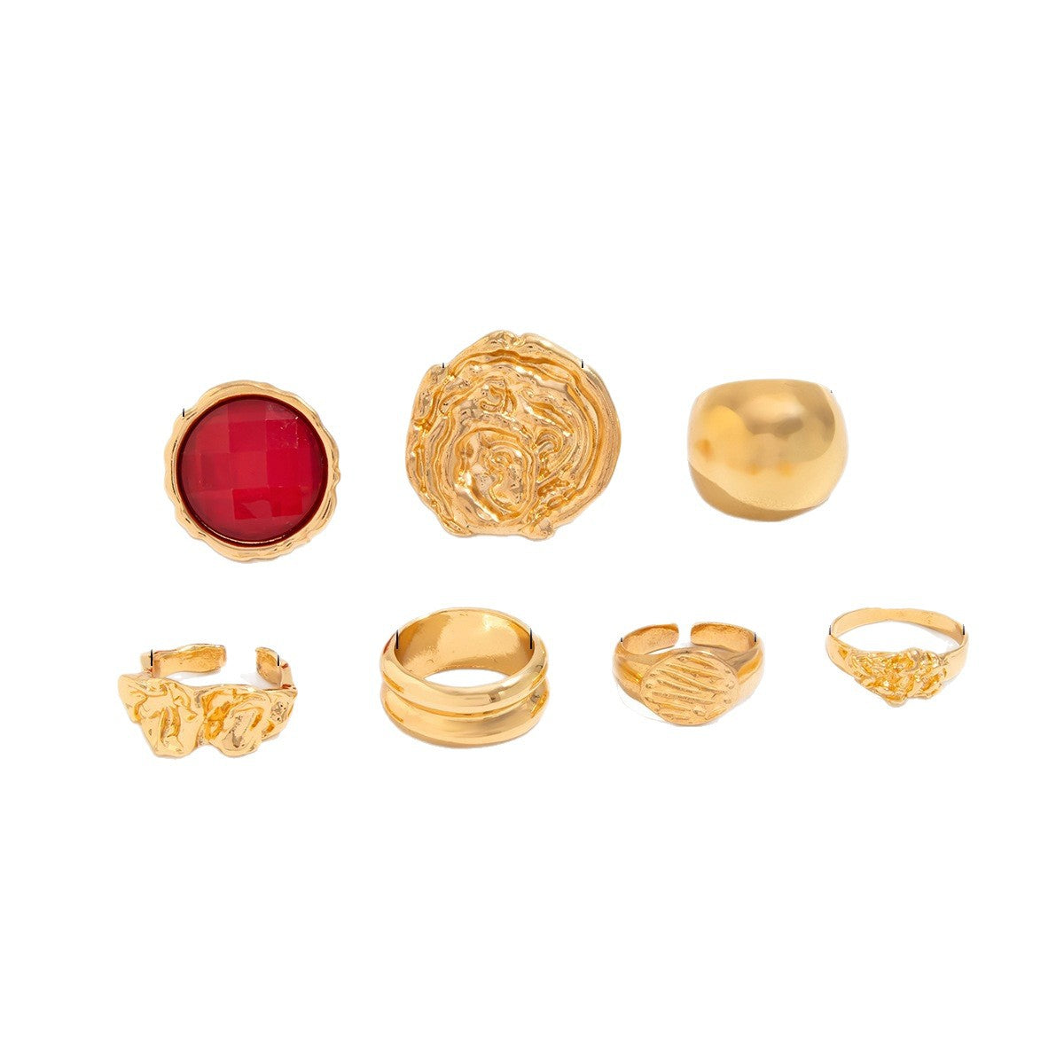 Anello da donna in lega placcata con texture fusa irregolare geometrica minimalista
