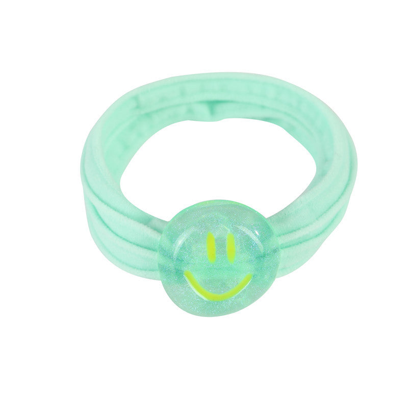 Cute Smiley Face Hair Tie for Kids in Pastel Macaron Colors Elastic Ponytail Holder for Girls and Children