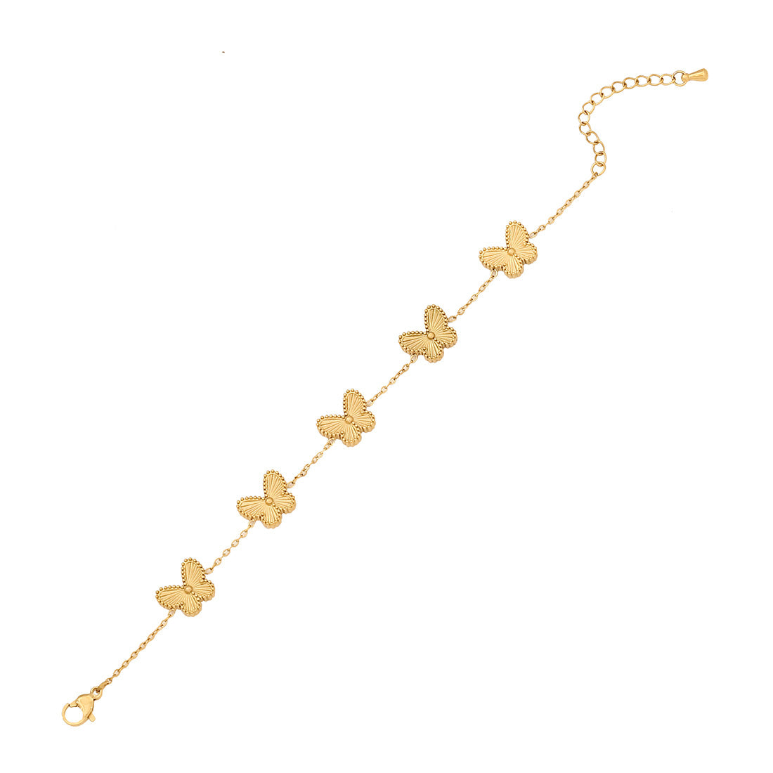 Playful Animal Style Butterfly Pendant Stainless Steel Necklace with Plated Finish for Women
