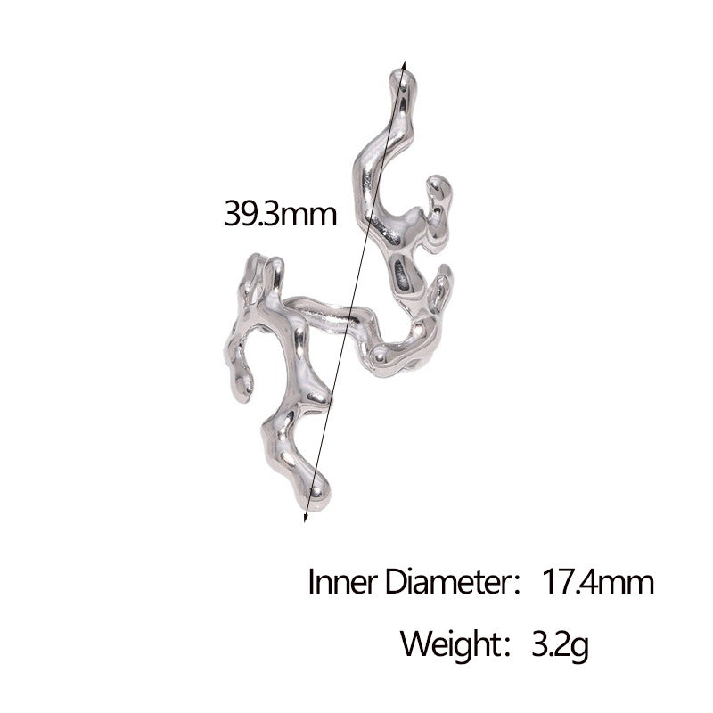 Anello aperto regolabile in acciaio inossidabile a tema floreale di corallo, minimalista, da donna, con finitura galvanica