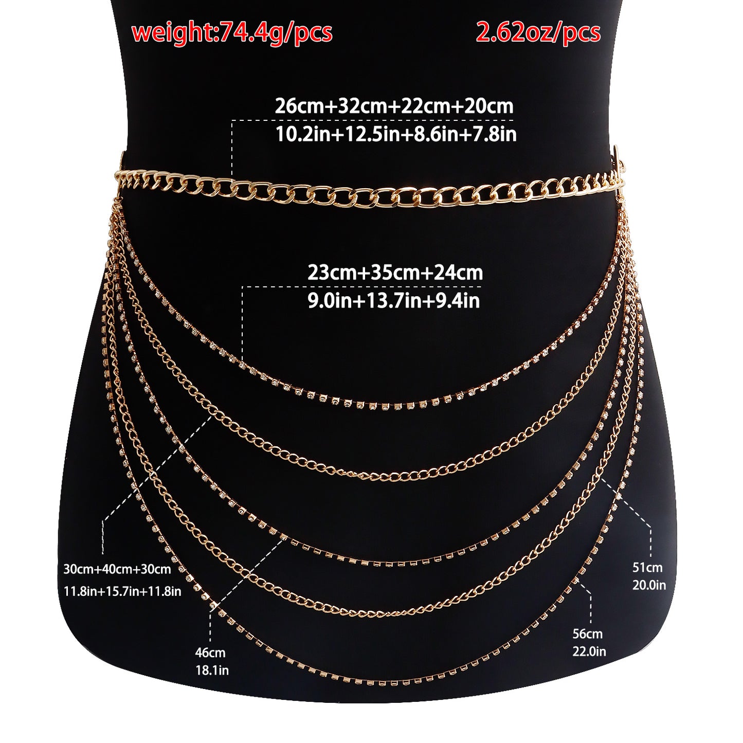 Punk Style Tassel Waist Chain for Women with Metal Rhinestone Accents Body Jewelry for Bikini and Nightclub Outfits