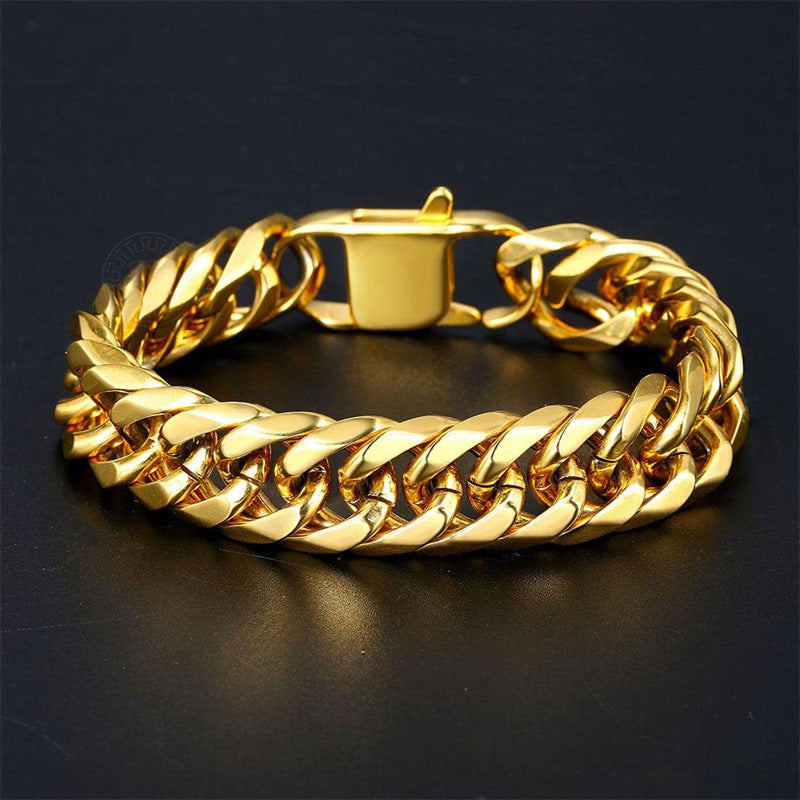Bracciale da uomo geometrico in acciaio inossidabile lucido, idea regalo alla moda
