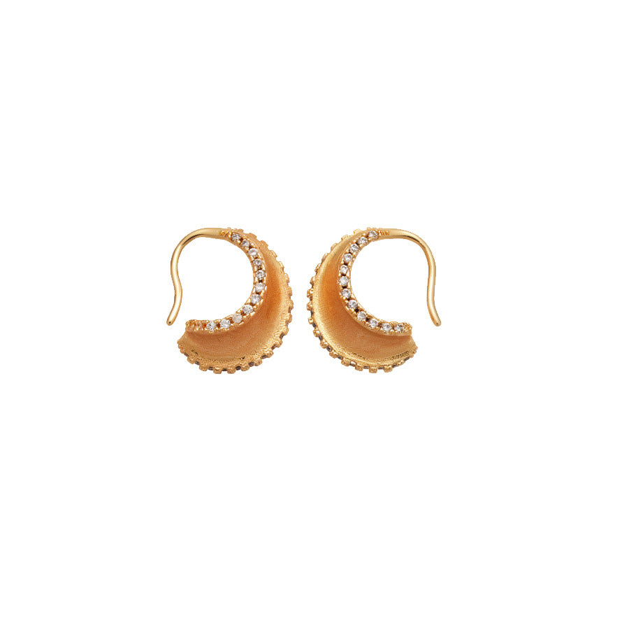 Pendientes de aro con diseño geométrico francés de cobre con incrustaciones de circonita para mujer, pendientes minimalistas a la moda