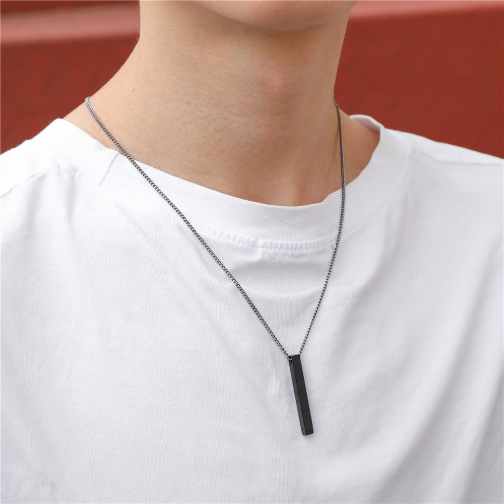 Minimalist Hip-hop Geometric Titanium Steel Plated Alloy Pendant Box Chain Necklace