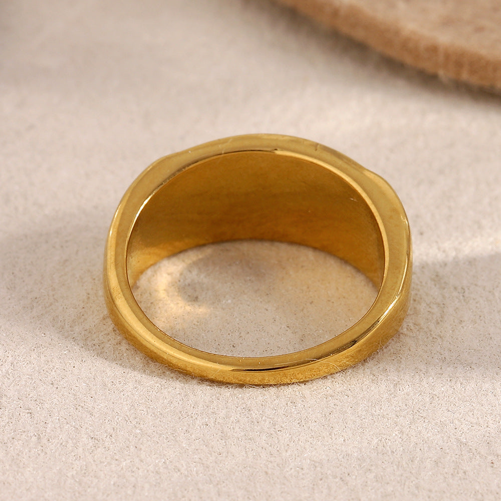 Fashionable Geometric Stainless Steel Ring with 18K Gold Plating for Women