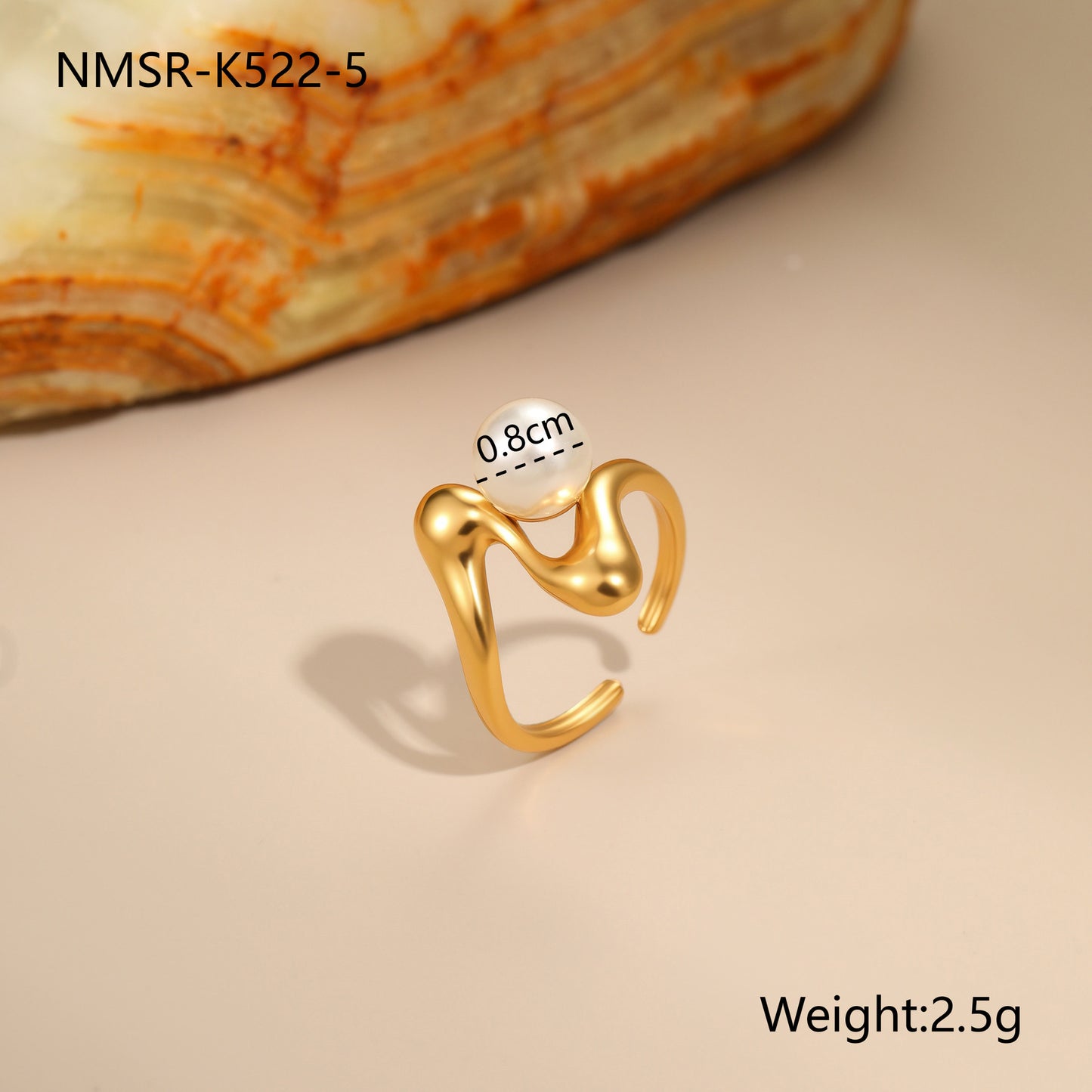 Anillo de acero inoxidable geométrico minimalista con acabado chapado, joyería de moda para mujer con banda abierta