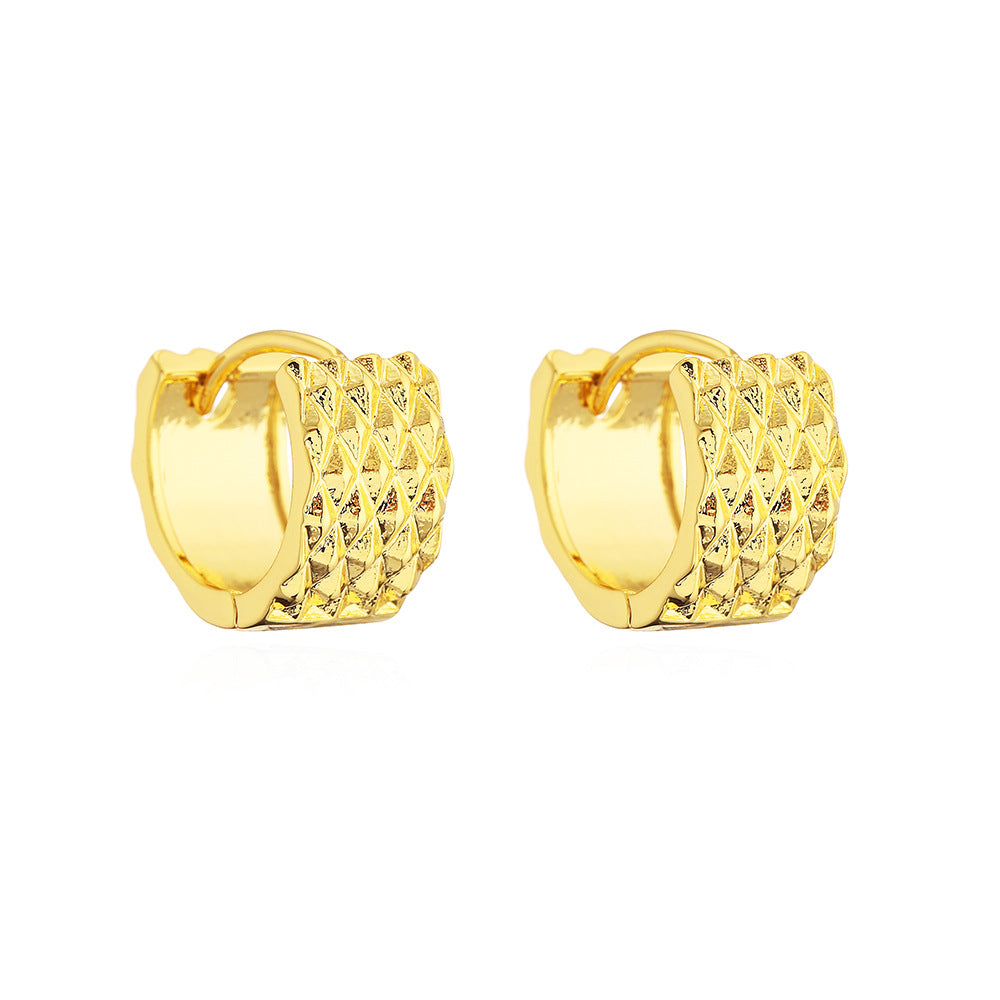 Orecchini a cerchio geometrici minimalisti in rame per donna con placcatura in vero oro design d'ispirazione vintage
