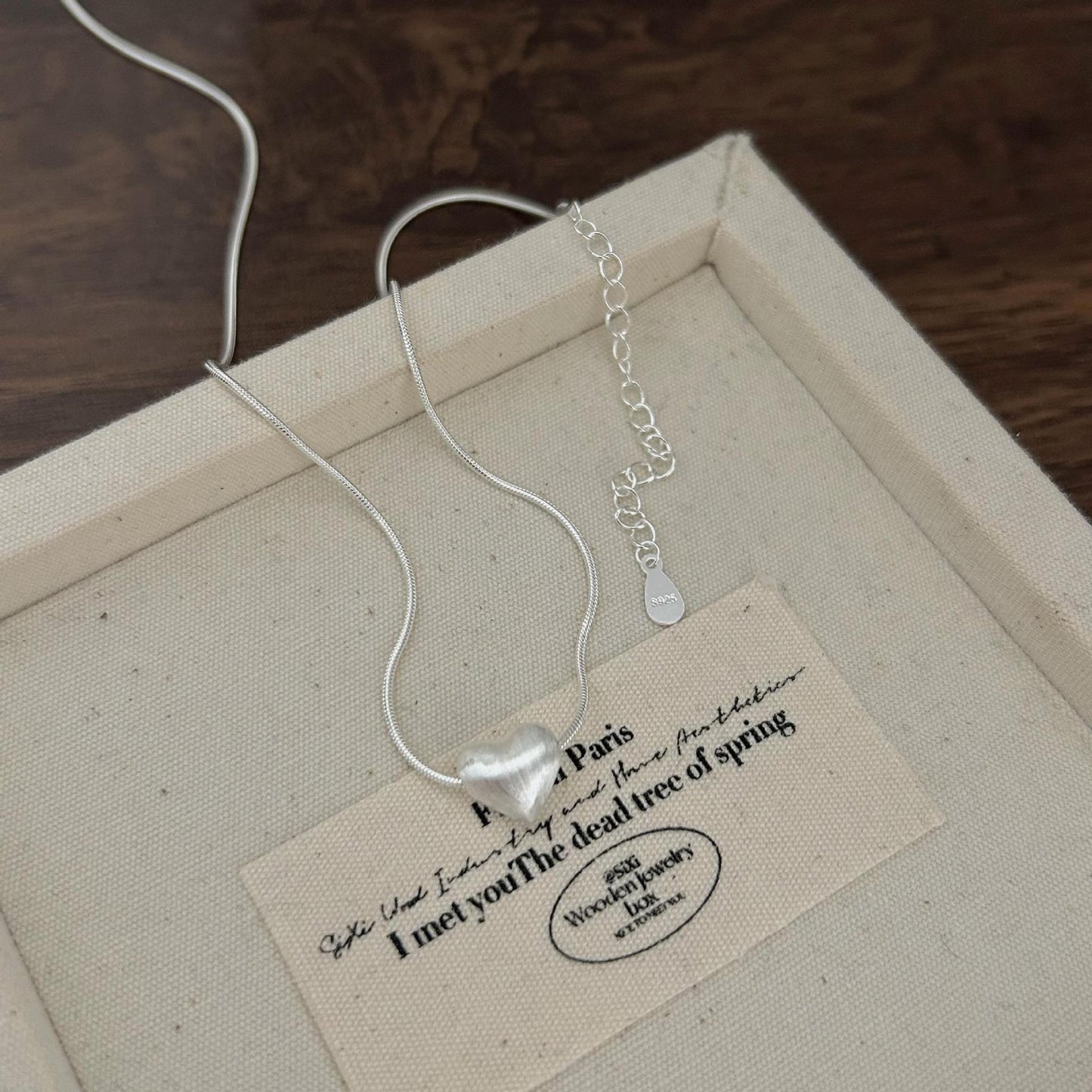 Minimalist Heart Pendant Necklace in 925 Sterling Silver with Electroplated Finish, Cross Chain Style