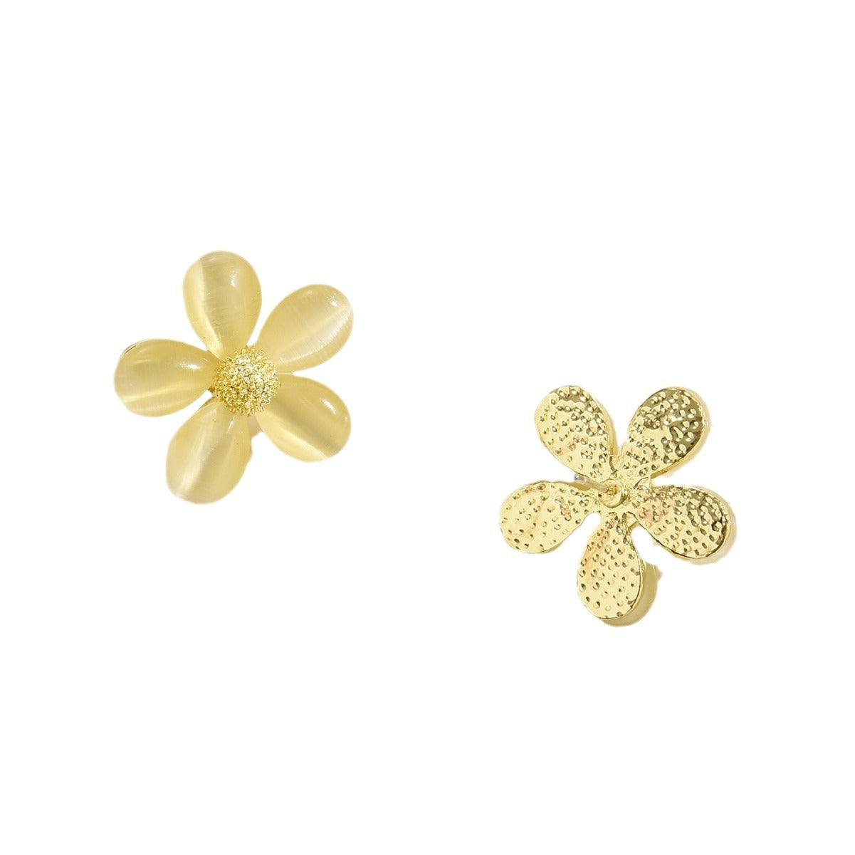 Pendientes Geométricos Florales Vintage con Incrustaciones de Piedra Ojo de Gato para Mujer, Poste de Acero Inoxidable