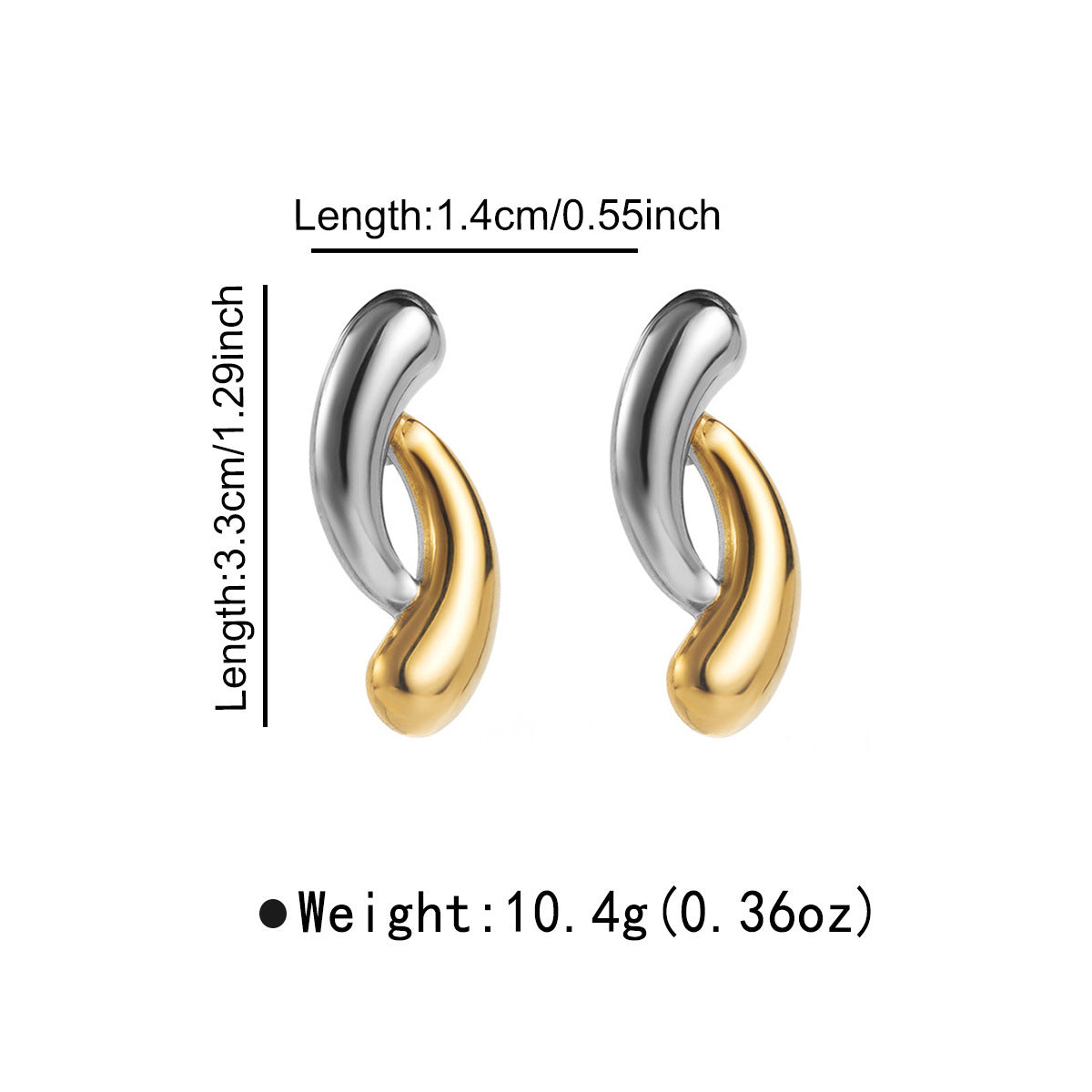 Minimalist Geometric Double-Ring Dual-Tone Stainless Steel Earrings for Women with Plated Finish