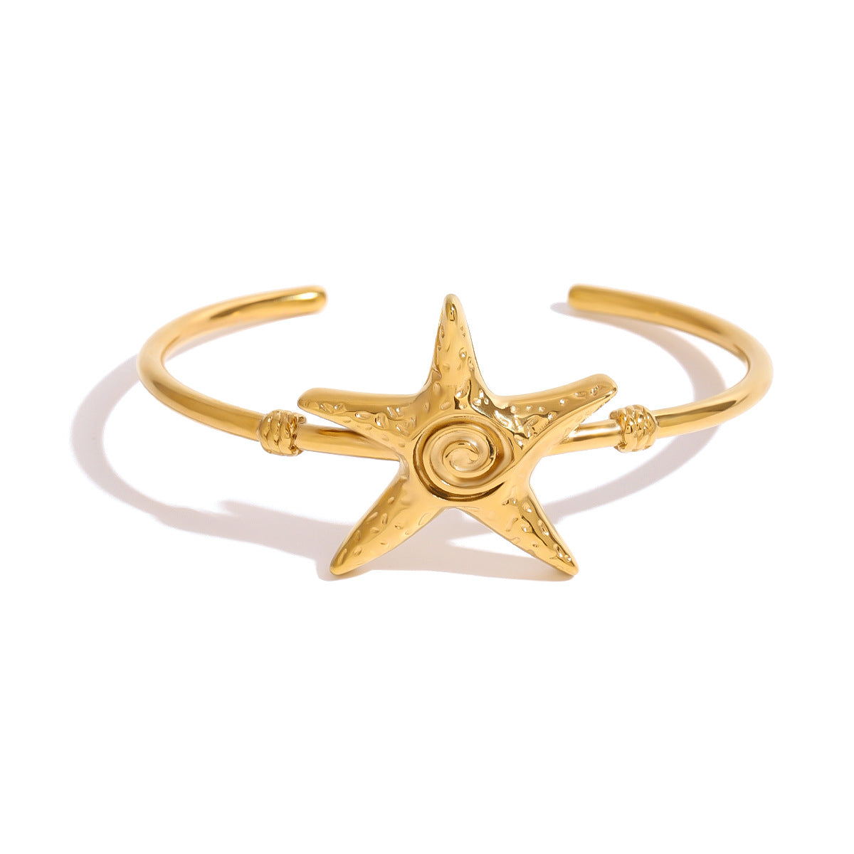 Elegante bracciale a forma di stella marina in acciaio inossidabile con finitura placcata per un look ispirato all'oceano