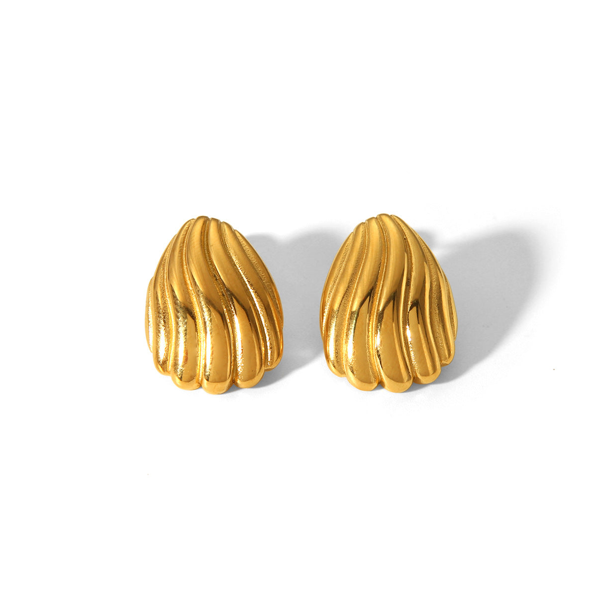 Minimalist 18K Gold Plated Stainless Steel Geometric Stripe Stud Earrings for Women