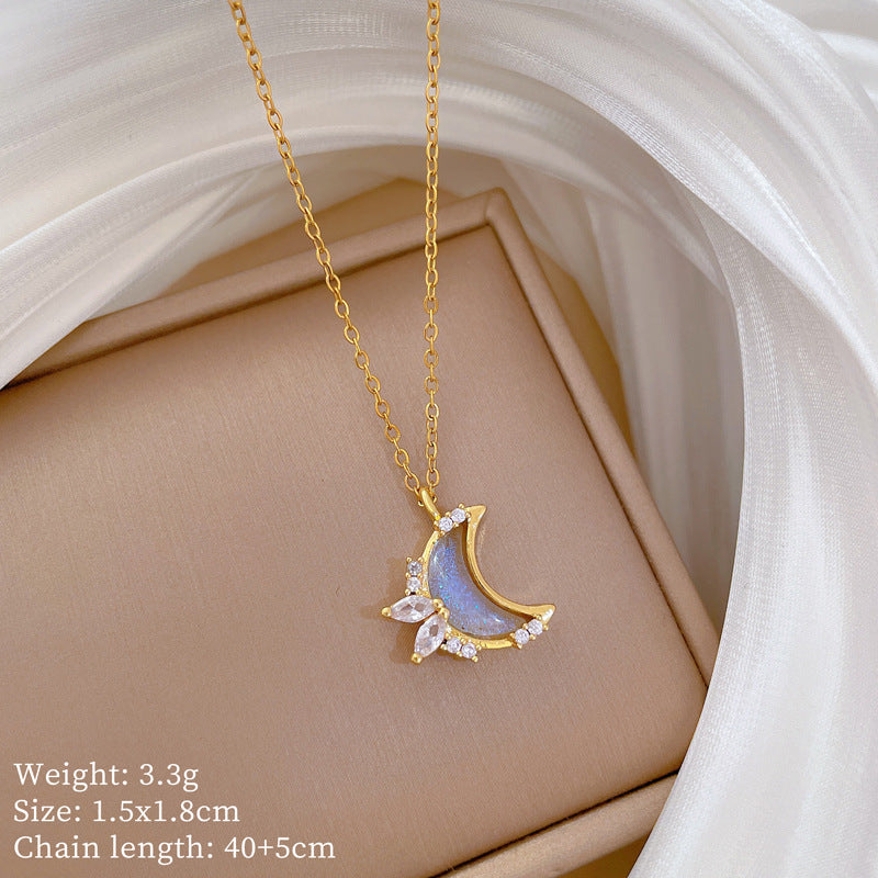 Geometric Style Titanium Steel Necklace with Copper Pendant Plated in Real Gold for Women and Men