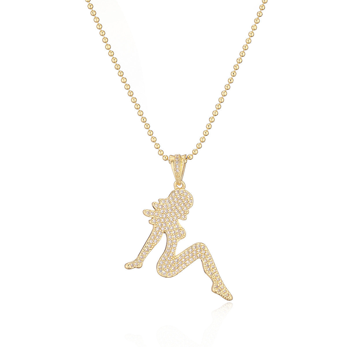 Minimalist Geometric Pendant Necklace for Women with Copper Base Plated in 18K Gold and Zircon Accents