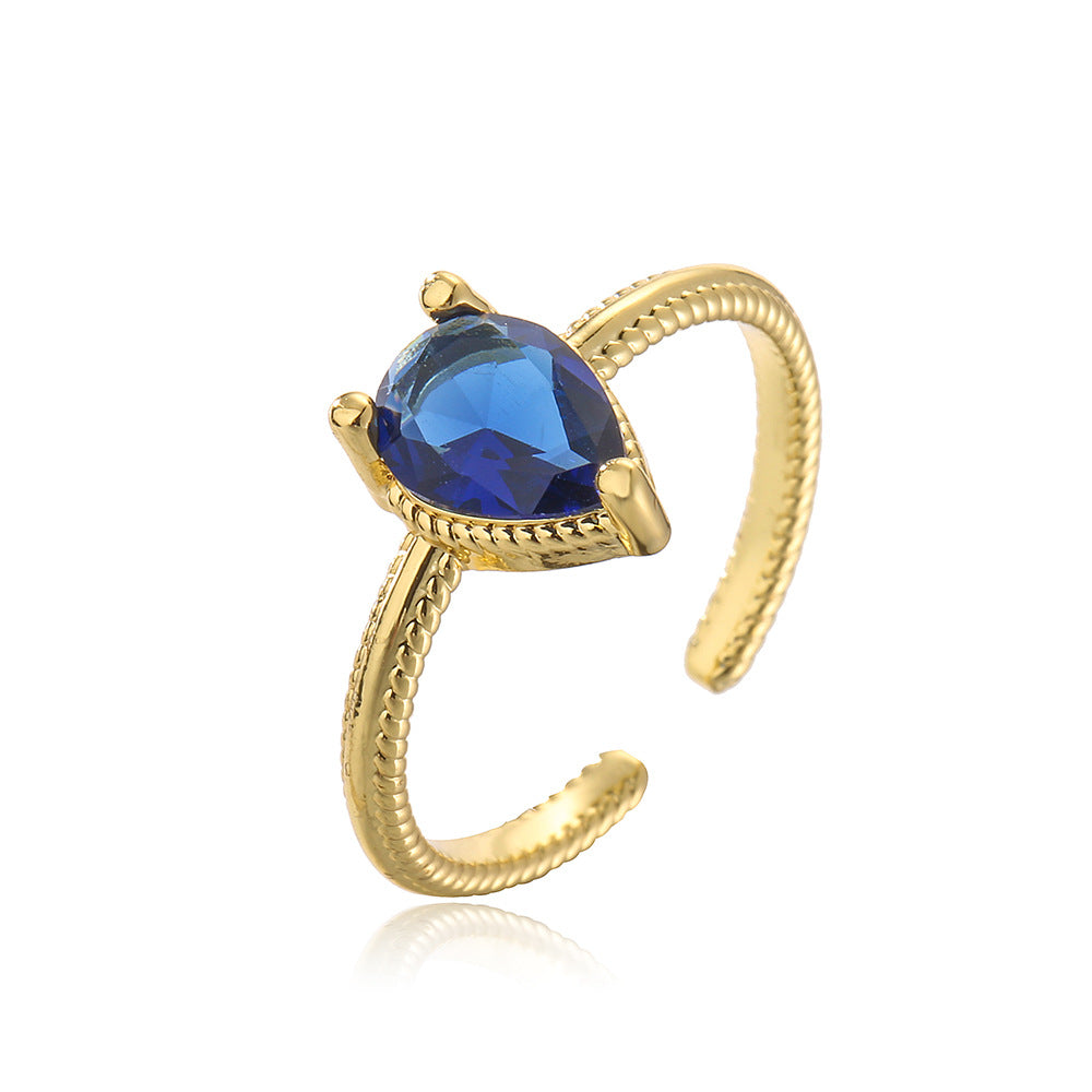 Anello Minimalista a Cuore con Zirconi per Donna in Rame con Placcatura in Oro Vero e Micro-Pavé