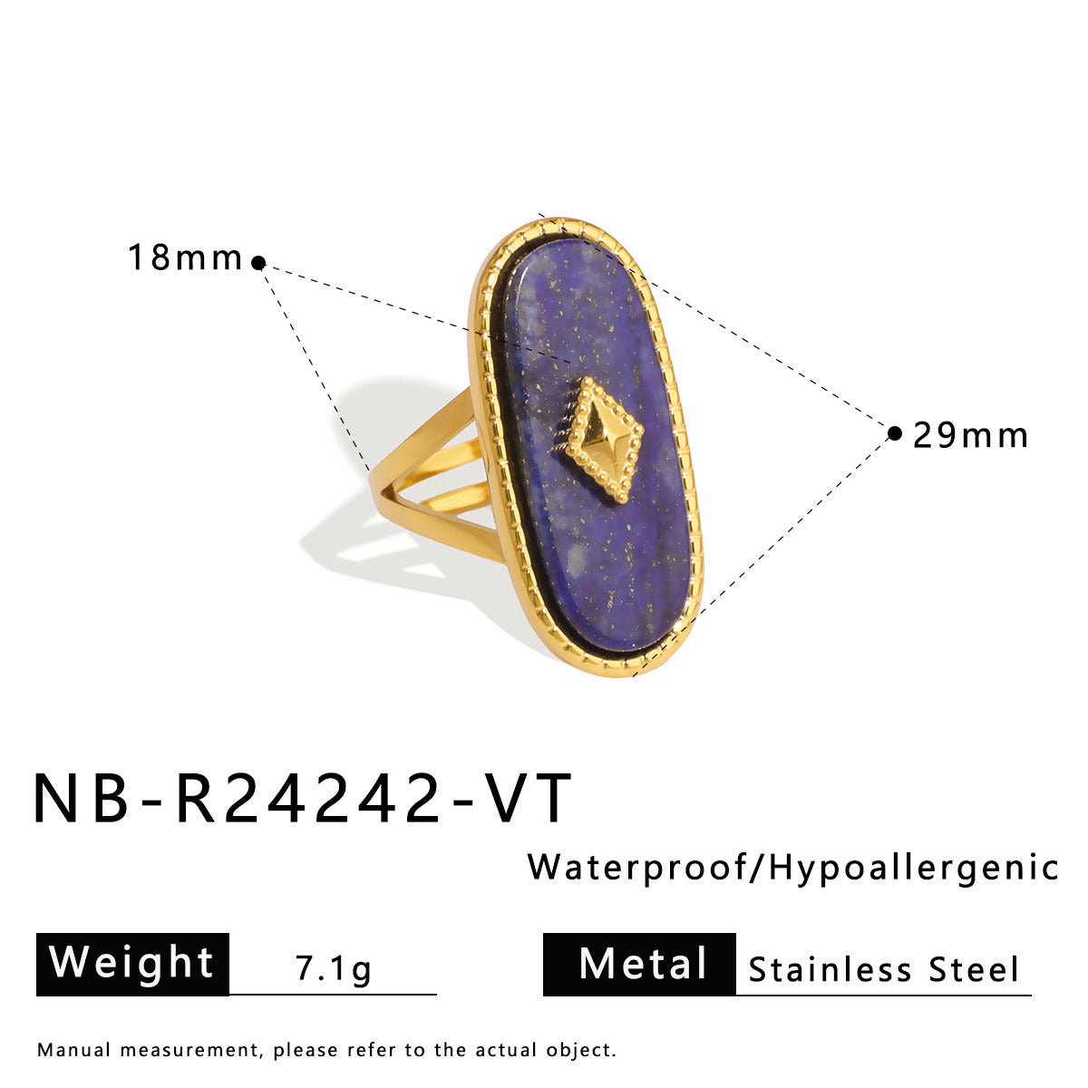 Anello geometrico in acciaio inossidabile con turchese naturale e pietre occhio di tigre, gioiello da mano unisex in stile vintage galvanizzato