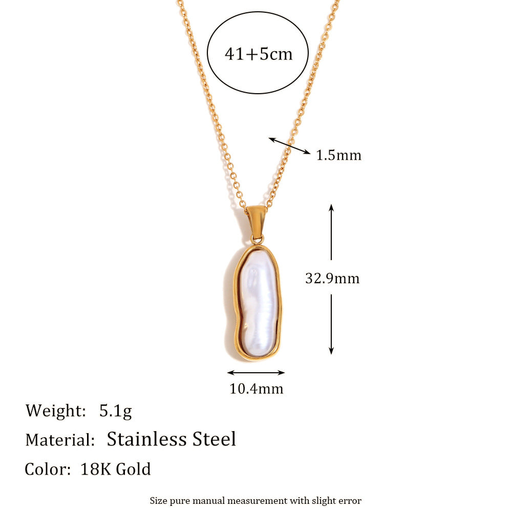 Pendientes Largos de Acero Inoxidable con Diseño Geométrico Vintage, Chapados en Oro de 18K y Acento de Perlas