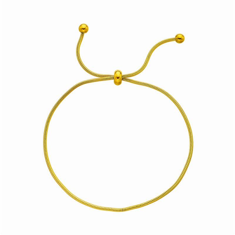 Conjunto de collar y pulsera de cadena de serpiente minimalista de acero de titanio con acabado chapado para mujer