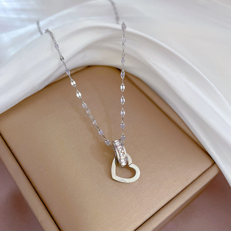 Heart Geometric Titanium Steel Plated Necklace for Women Lip Chain