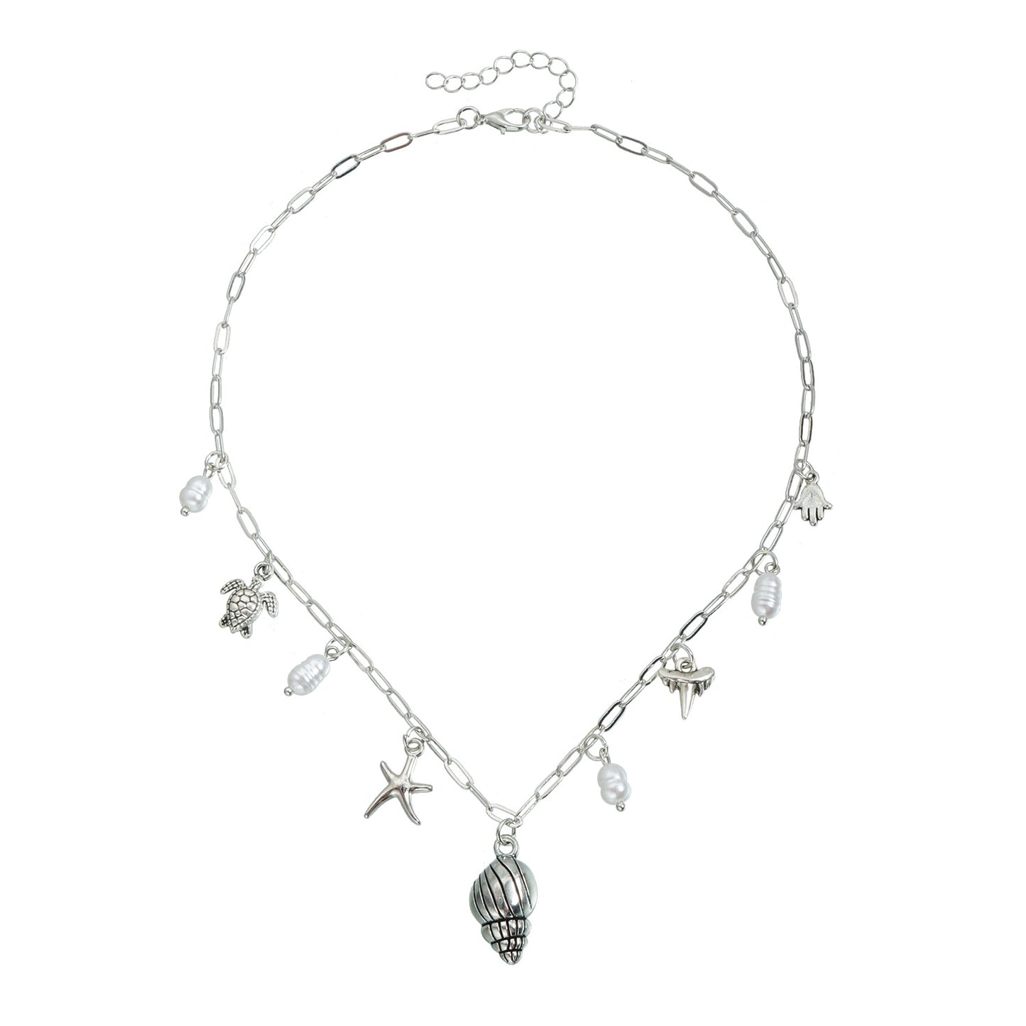 Collar con colgante de estrella de mar vintage bohemio de aleación con acabado chapado para mujer